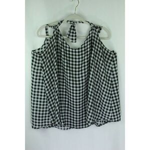 Torrid Top 2X Black White Gingham Checks Halter Sleeveless Adjustable Straps